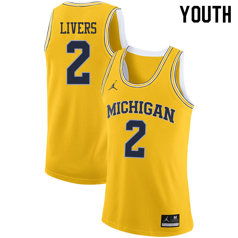 Youth #2 Isaiah Livers Michigan Wolverines College Basketball Jerseys Sale-Yellow